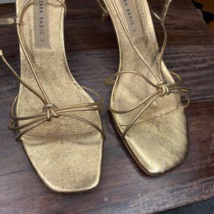 Zara Gold Strappy Heels